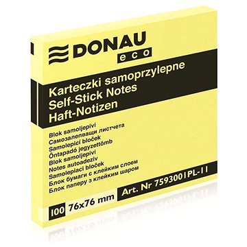 

DONAU 76 x 76 mm, 100 lístků ECO žlutý