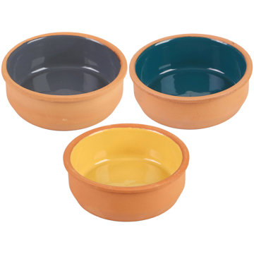 

DOCHTMANN Hliněná glazovaná miska 3 ks 12 × 4 cm mix barev