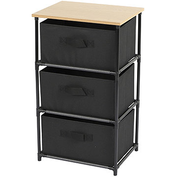 DOCHTMANN Regál s úložnými boxy, černý, 3 police, 39 × 30 × 68 cm