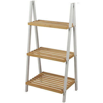 DOCHTMANN Regál policový 3 patra, tvar A, 40 × 30 × 81,5 cm, bílý, bambus