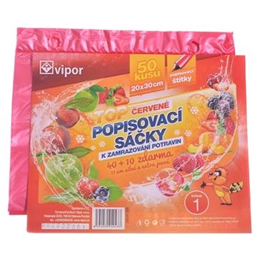 

VIPOR Sáček HDPE zamrazovací 20× 30cm, 50 ks, červená