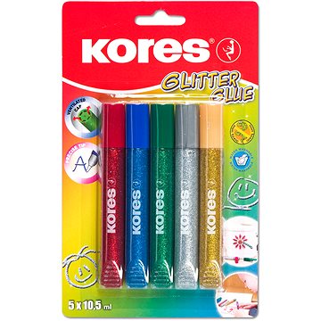 

KORES Glitter glue 5 × 10,5 ml, se třpytkami