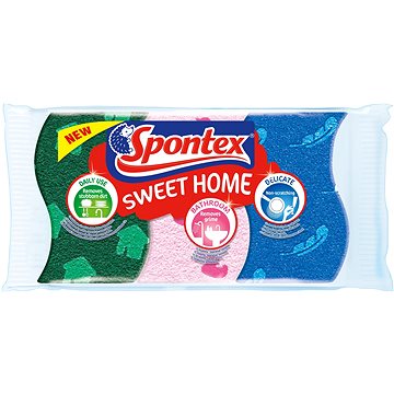 SPONTEX Sweet Home viskózní houbička 3 ks - Houbička na nádobí