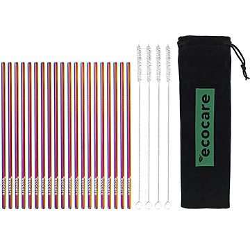 

ECOCARE ekologická kovová brčka Rainbow 21,5 × 0,6 cm (20 ks)