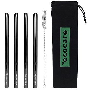 

ECOCARE ekologická kovová brčka Maxi Black 21,5 × 0,6 cm (4 ks)