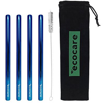 

ECOCARE ekologická kovová brčka Maxi Blue 21,5 × 0,6 cm (4 ks)
