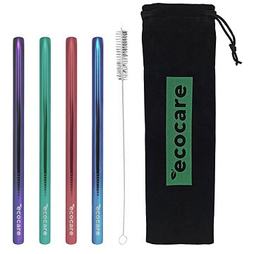 

ECOCARE ekologická kovová brčka Maxi Mix 21,5 × 0,6 cm (4 ks)