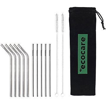 

ECOCARE ekologická kovová brčka Set Silver 16 × 0,6 cm (10 ks)