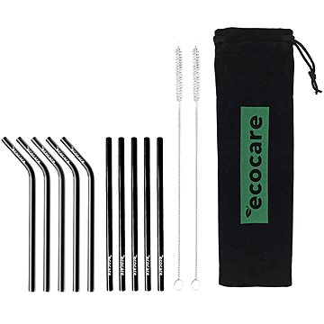 

ECOCARE ekologická kovová brčka Set Black 16 × 0,6 cm (10 ks)