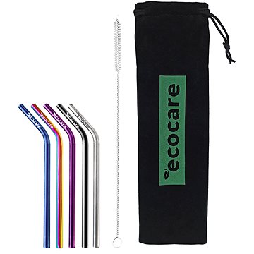 

ECOCARE ekologická kovová brčka zahnutá Mix barev 16 × 0,6 cm (5 ks)