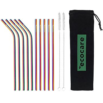 

ECOCARE ekologická kovová brčka set Rainbow 21,5 × 0,6 cm (10 ks)