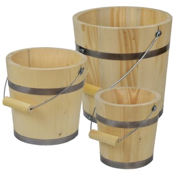 

DOMMIO Vědra dřevěná 3 ks, průměr 19 - 29 cm