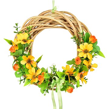 

DOMMIO Letní proutěný věneček s oranžovými krásenkami 25 cm