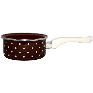 

Metalac Smaltovaný rendlík s bakelitovou ručkou, hnědý puntík, 14 cm, 1 l