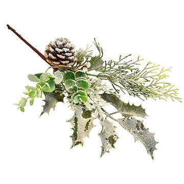 

DOMMIO Vánoční dekorace - větvička zelená s jinovatkou, 33 cm