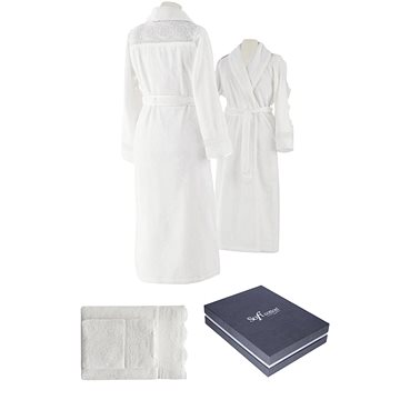 

Soft Cotton Dárková sada dámského županu Queen s ručníkem a osuškou, smetanová, XL