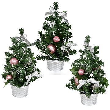 

DOMMIO Vánoční stromek zdobený - růžový, 25 cm, 3 ks