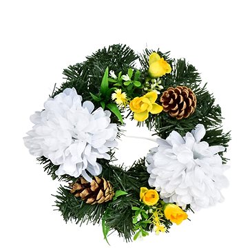 

DOMMIO Podzimní věneček s bílými chryzantémami, 20 cm