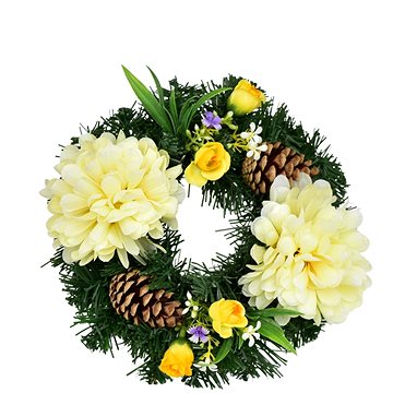 

DOMMIO Podzimní věneček se sv. žlutými chryzantémami, 20 cm