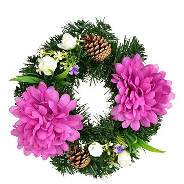 

DOMMIO Podzimní věneček s fialovými chryzantémami, 20 cm