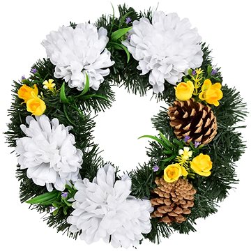 

DOMMIO Podzimní věnec s bílými chryzantémami, 30 cm