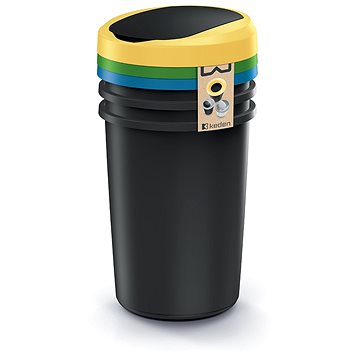 

Prosperplast Odpadkový koš COMPACTA R FLAP SET recyklovaný černý, 3× 40 l