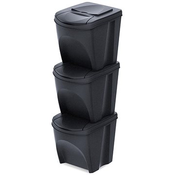 

Prosperplast Sada 3 Odpadkových košů SORTIBOX ECO WOOD antracit, objem 3× 25 l
