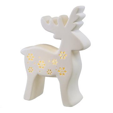 

DOMMIO Vánoční dekorace - sob z porcelánu s LED osvětelením, 15 × 20 cm