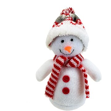 

DOMMIO Vánoční dekorace - sněhulák s pletenou čepičkou a šálou, 14 cm