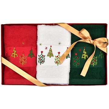

DOMMIO Vánoční ručníky se stromky v dárkovém balení - 3 ks 30 × 50 cm