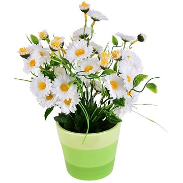 

DOMMIO Kopretiny bílé 34 květů v keramickém květináči 30 × 25 cm