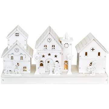 

DOMMIO Bílé domečky LED, 2 × AA, 14 × 28 cm