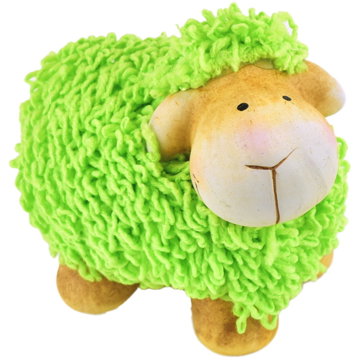 

DOMMIO Velikonoční dekorace - Ovečka keramická, kudrnatá, zelená, 9 cm
