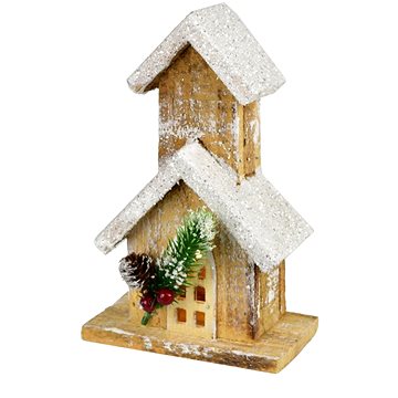 

DOMMIO Vánoční dekorace - kostelíček s LED osvětlením, 19 cm