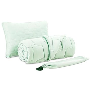 

Dormeo AdaptiveGO sada polštář a přikrývka + brašna 140 × 200 cm mentolově zelená