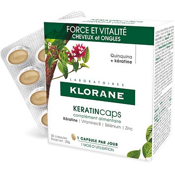KLORANE KeratinCaps - Síla & vitalita, vlasy a nehty, doplněk stravy 30 tobolek - Doplněk stravy