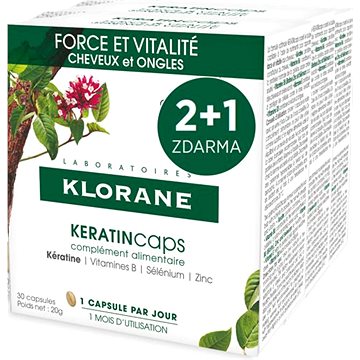 KLORANE KeratinCaps - Síla & vitalita, vlasy a nehty, doplněk stravy 3 × 30 tobolek - Doplněk stravy
