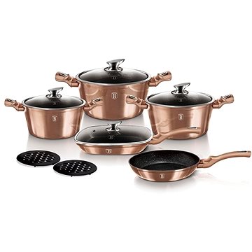 

BERLINGERHAUS Sada nádobí s mramorovým povrchem 11 ks Rosegold Metallic Line