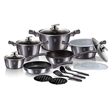 

BERLINGERHAUS Sada nádobí s mramorovým povrchem 18 ks Carbon PRO Line BH-6887