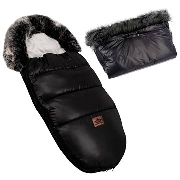 

Baby Nellys Zimní fusak Fluffy s kožešinou + rukávník, 50 × 100 cm, černý