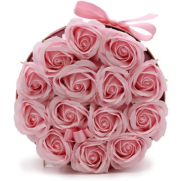 

Sortland Dárková sada mýdlových květů růží Premium 14 ks, kulatý box, růžové, 23 × 23 × 15 cm
