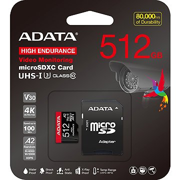 ADATA MicroSDXC 512GB High Endurance + SD adaptér