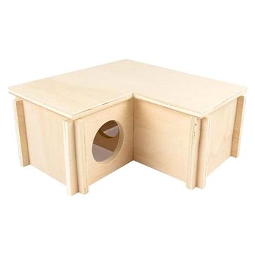 

DUVO+ Domeček dřevěný pro drobné hlodavce 24 × 24 × 11 cm bungalov ve tvaru L