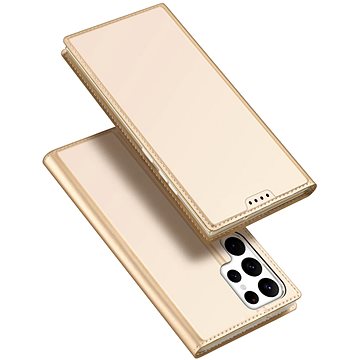 Skin Pro knížkové kožené pouzdro na Samsung Galaxy S23 Ultra, zlaté