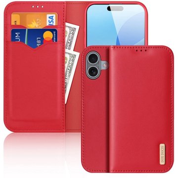 

Dux Ducis Hivo flipové kožené pouzdro pro iPhone 16 Red
