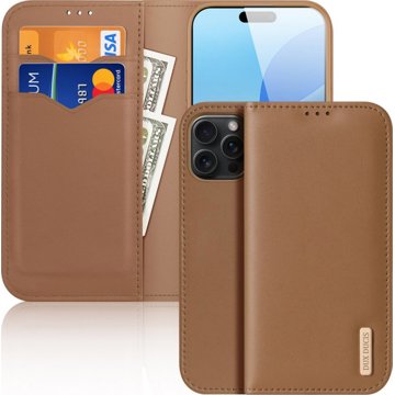

Dux Ducis Hivo flipové kožené pouzdro pro iPhone 16 Pro Brown