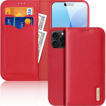 

Dux Ducis Hivo flipové kožené pouzdro pro iPhone 16 Pro Max Red
