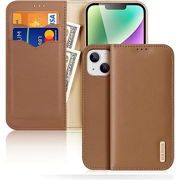 DUX DUCIS Hivo flipové kožené pouzdro pro iPhone 15 Hnědá