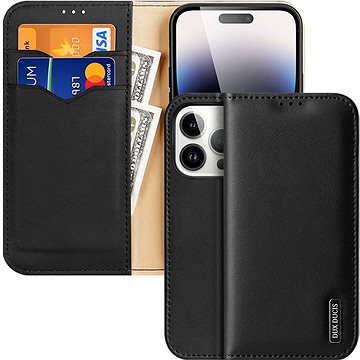 

DUX DUCIS Hivo flipové kožené pouzdro pro iPhone 15 Pro Černá
