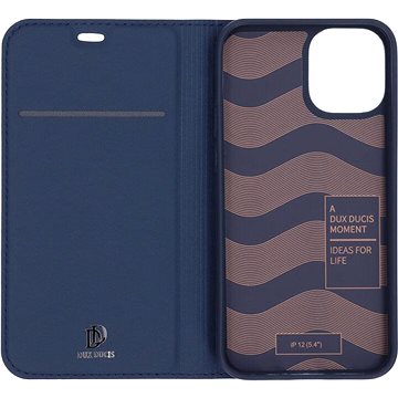 

DUX DUCIS Skin Pro flipové kožené pouzdro pro iPhone 12 Mini Modrá